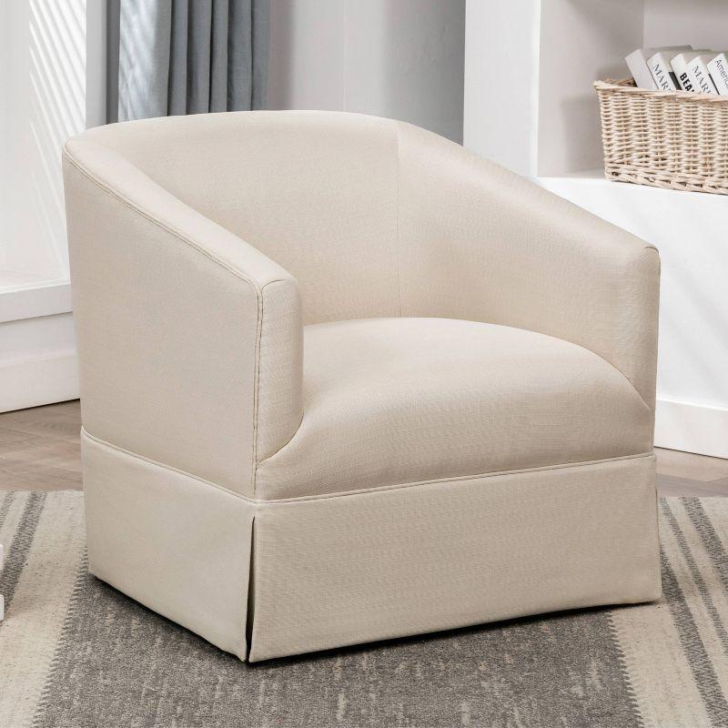 Comfort Pointe Elm Skirted Swivel Accent Chair Linen: Polyester Upholstery, No Assembly, Foam Fill