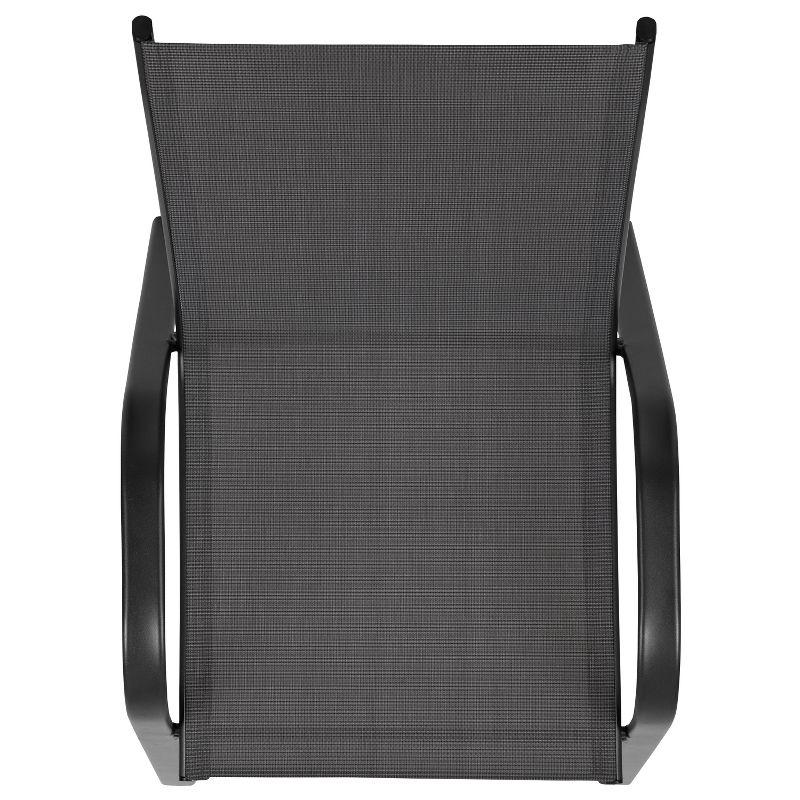 Set of 4 Sleek Black Outdoor Stack Chairs with Flex Comfort