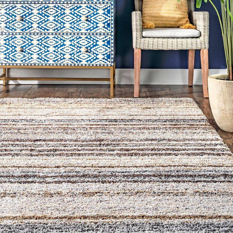 9'x12' Drey Ombre Shag Area Rug Beige/Brown - nuLOOM: Contemporary Tufted Medium Pile Indoor Rug