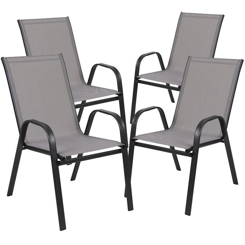 Streamlined Gray Outdoor Stackable Dining Chair with Flex Comfort