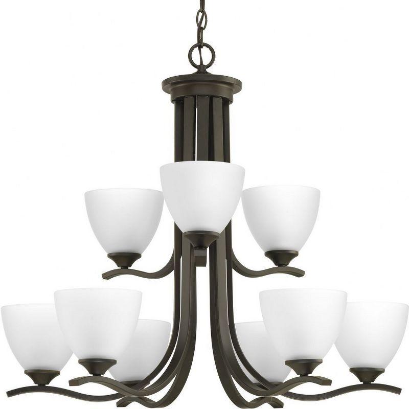 Progress Lighting, Laird, 9-Light Chandelier, Brushed Nickel Finish, Glass Shades