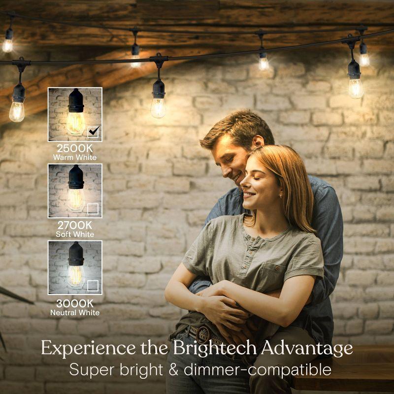 Brightech 15-Bulb LED AmbiencePro Hanging 2W 2500K Indoor Outdoor String Lights Clear Bulb Black Wire