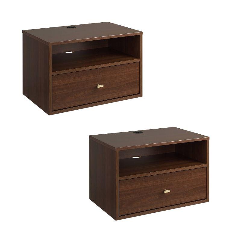 Set of 2 Hanging Nightstands Cherry - Prepac: Laminated, Cable Management, 5-Year Warranty