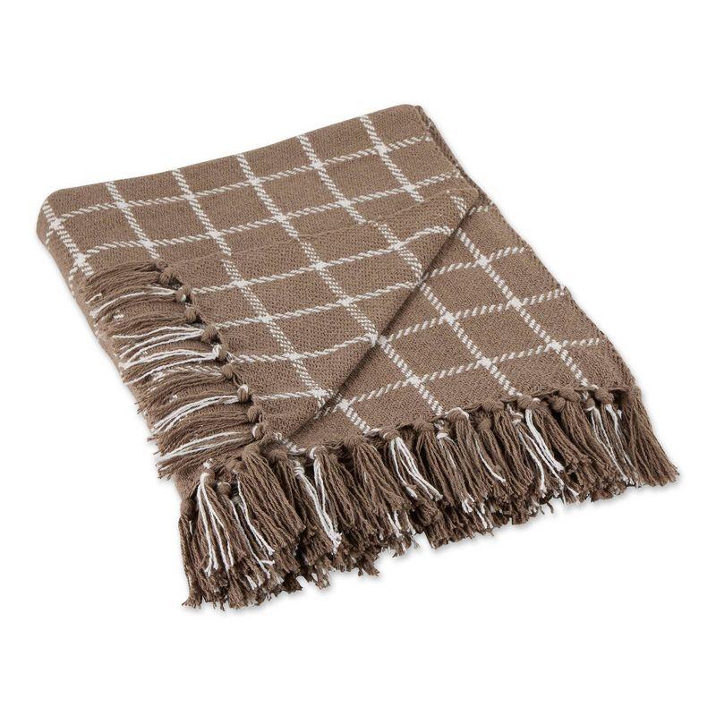 50"x60" Checked Plaid Throw Blanket Brown - Design Imports