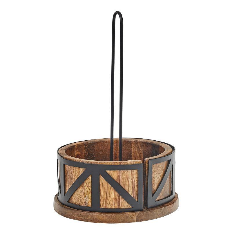 Industrial Farmhouse Wood and Metal Paper Towel Holder