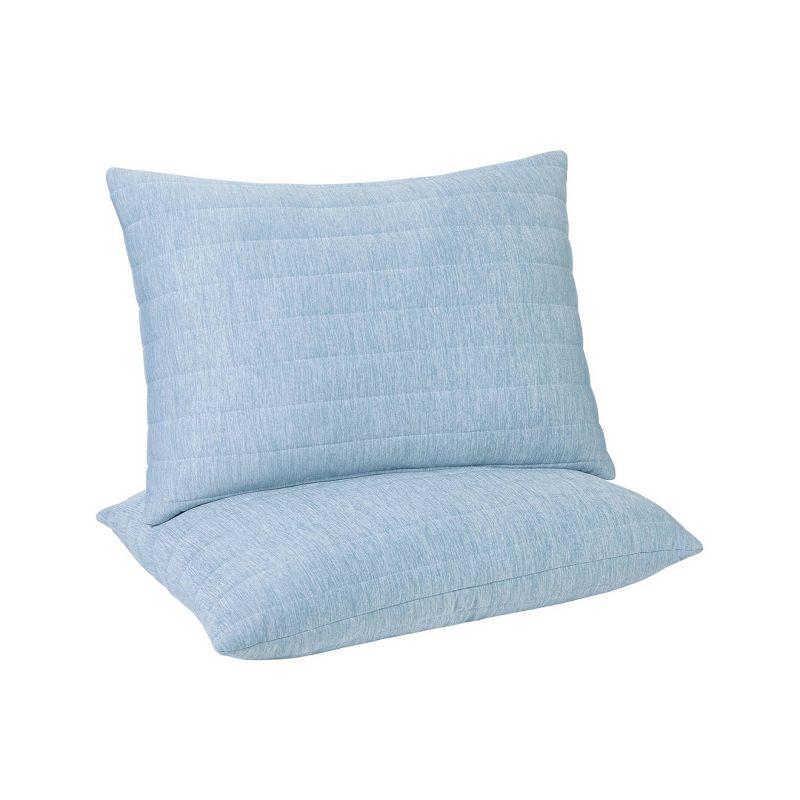 Blue Quilted Cooling Hypoallergenic Jumbo Bed Pillow