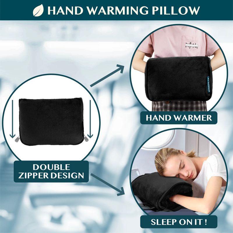 PAVILIA Travel Blanket and Pillow, Warm Soft Fleece 2-IN-1 Combo Large Compact Set for Airplane Camping Car Trips (Black, 60 x 43 inches)