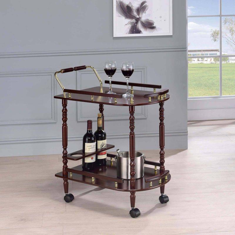 Coaster Palmer Traditional 2 Tier Wood Serving Cart Merlot/Brass