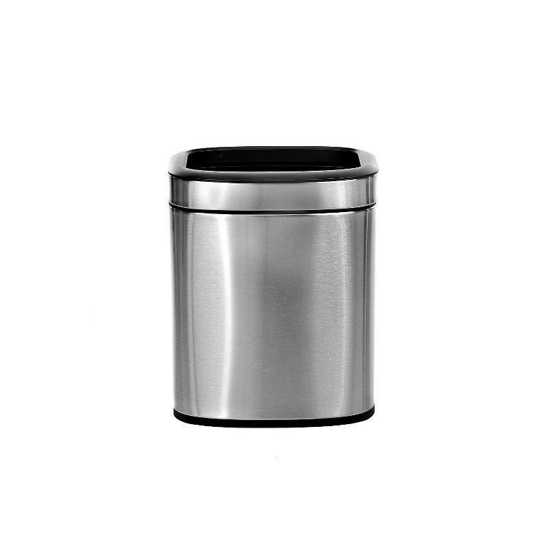 Stainless Steel Rectangular Open Top Trash Can with Liner, 2.6 Gallon