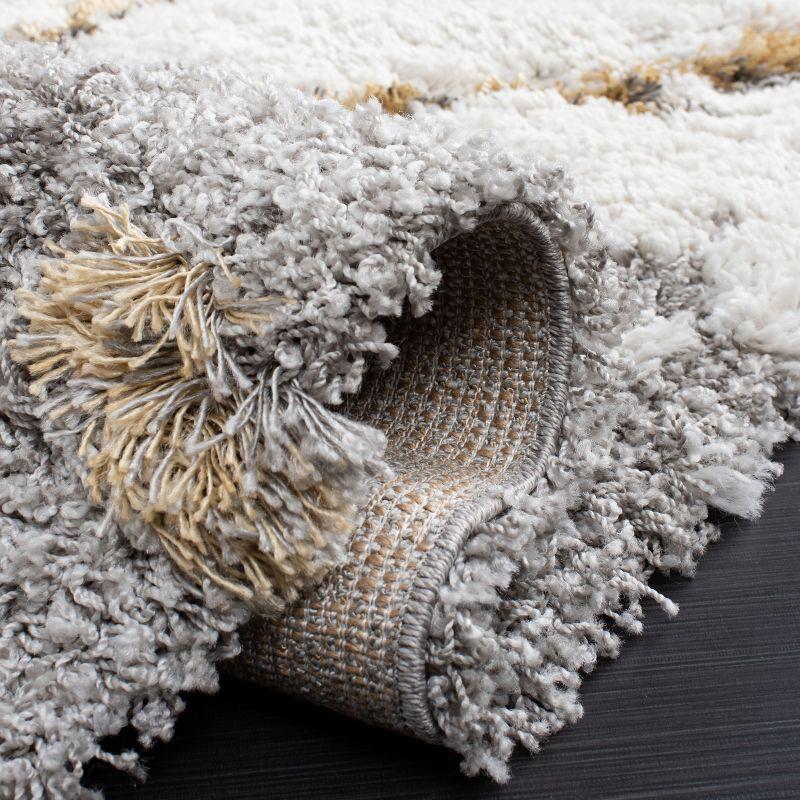 Horizon Shag 800 HZN890 Machine Made Area Rug - 6'7"x6'7" - Grey/Gold - Safavieh