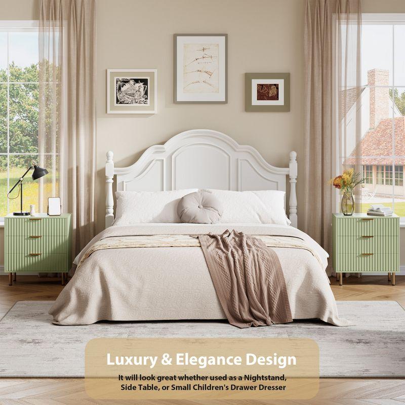 Garvee Modern 3-Drawer Dresser for Bedroom,Living Room, Fluted Wooden Nightstand with Deep Storage, Wide Top Chest Organizer, Kids Room Side Table