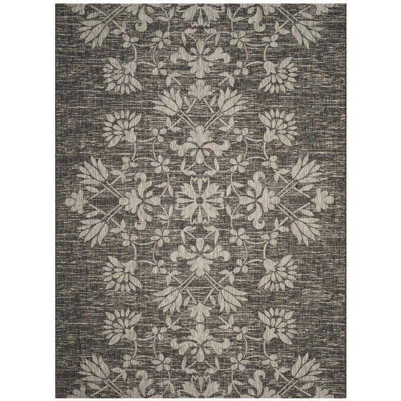 Elegant Gray Synthetic Rectangular Flat Woven Indoor/Outdoor Rug