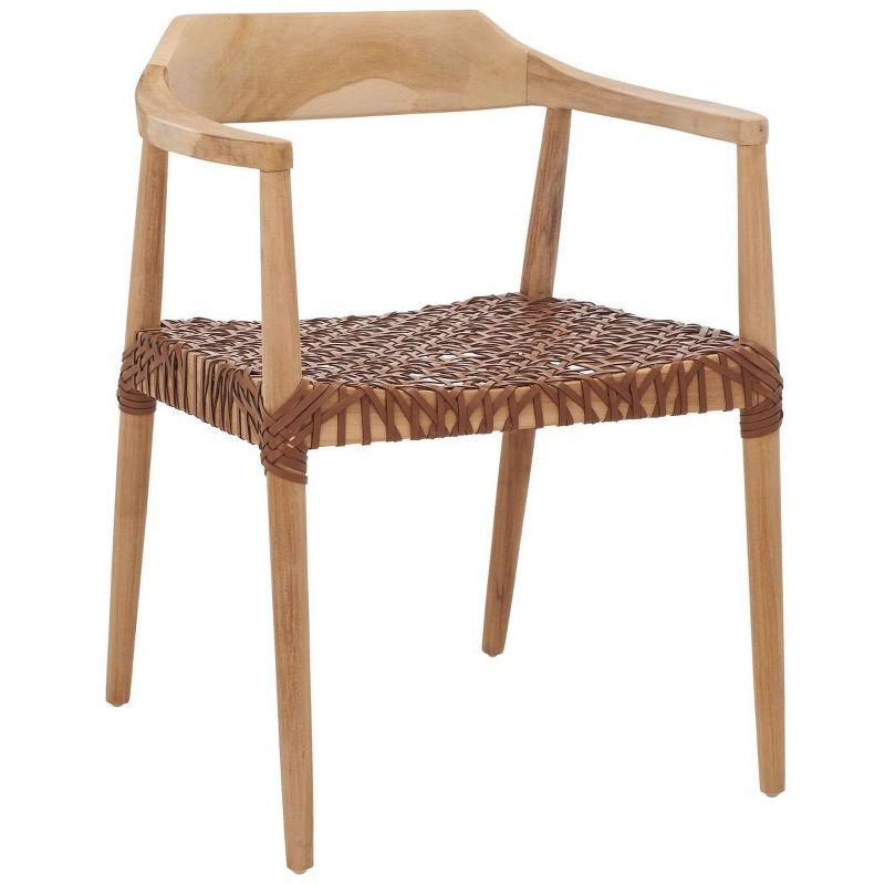 Munro Leather Woven Accent Chair - ACH1005 - Natural/Light Honey - Safavieh