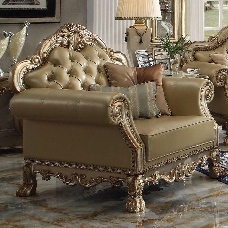 Dresden 45" Gold Patina Faux Leather Accent Chair