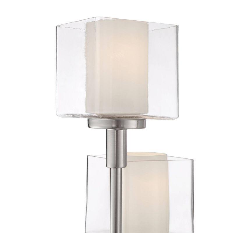 Possini Euro Design Athena Modern Floor Lamp 72" Tall Brushed Nickel 4 Light Tree Clear Outer Opal Inner Double Glass Shade for Living Room Bedroom