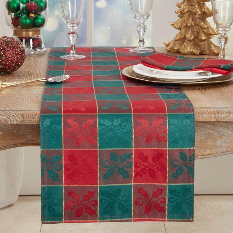 Saro Lifestyle Plaid Design Runner, Red/Green, 14" x 108"