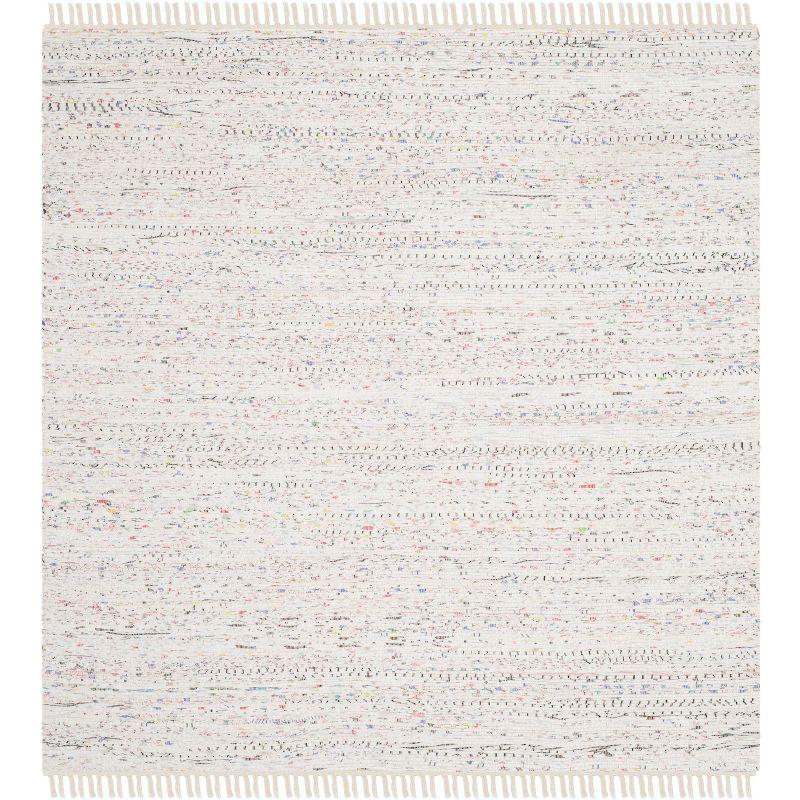 Rag Rug RAR121 Hand Woven Indoor Area Rug - 7'x7' - Ivory/Multi - Safavieh