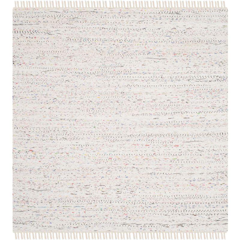 Rag Area Rug RAR121 Hand Woven Area Rug - Ivory/Multi - 7'x7' - Safavieh.