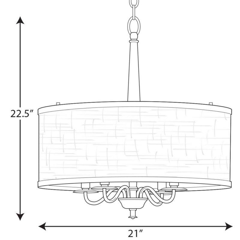 Durrell Brushed Nickel 21" Drum Chandelier with Sailcloth Linen Shade