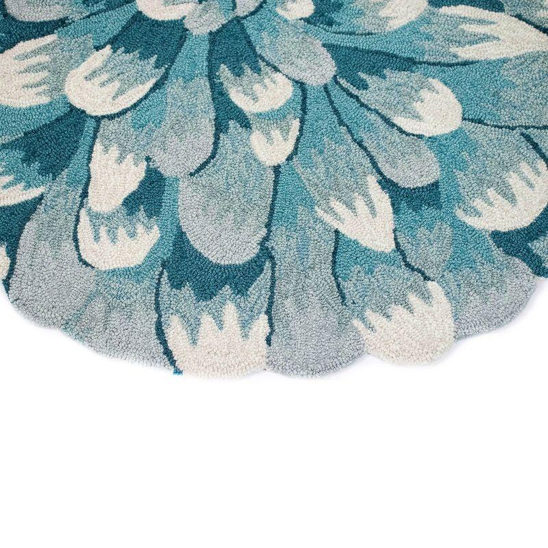 Liora Manne Transitional Rugs Frontporch Mum Indoor/Outdoor Rug Aqua 2'6" X 4'