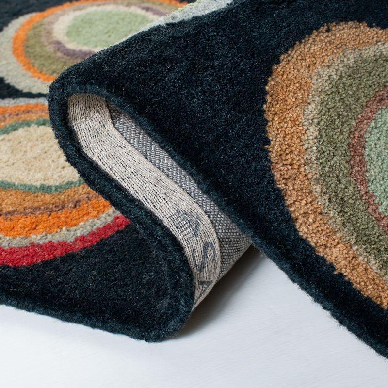 Handmade Black and Multicolor Wool and Viscose Tufted Area Rug