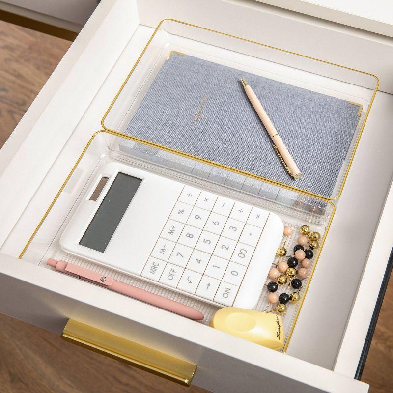 Thomas Martha Stewart Plastic Stackable Office Desk Drawer Organizers with Metallic Trim, 9" x 6"