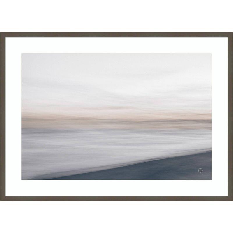 41" x 30" Gray Coastal Waves Framed Wall Art Print