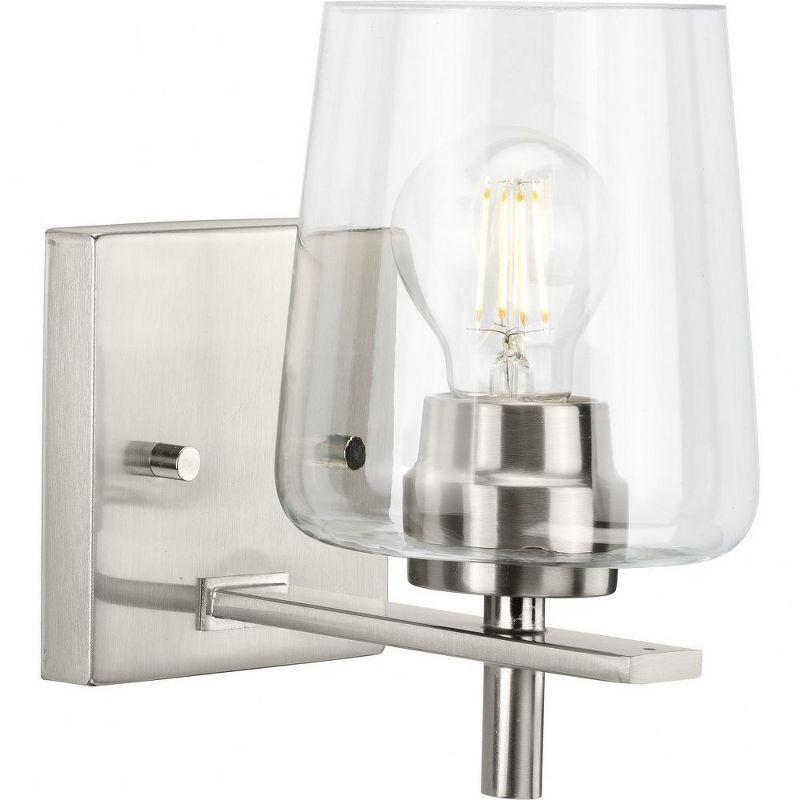 Progress Lighting Calais 1-Light Wall Sconce, Brushed Nickel, Clear Glass Shade