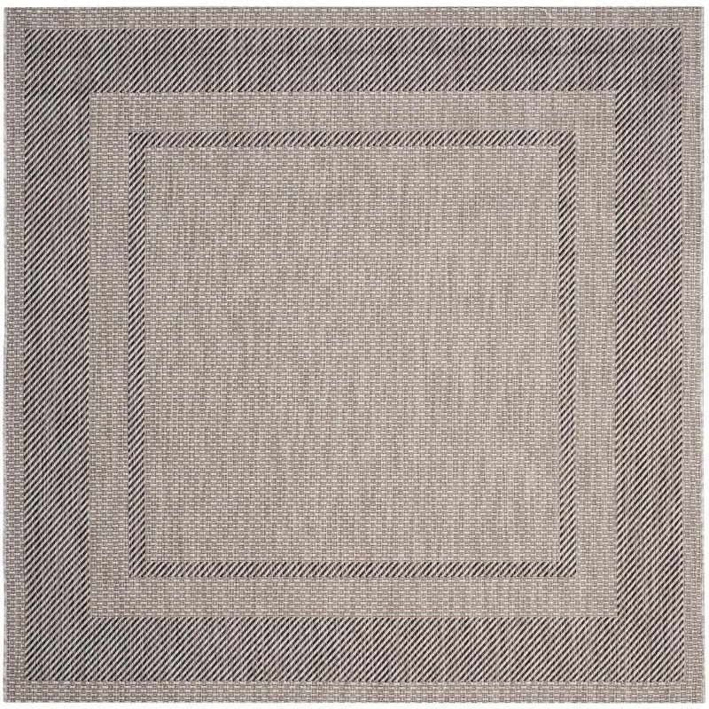 Beige and Black Square Synthetic Indoor/Outdoor Area Rug