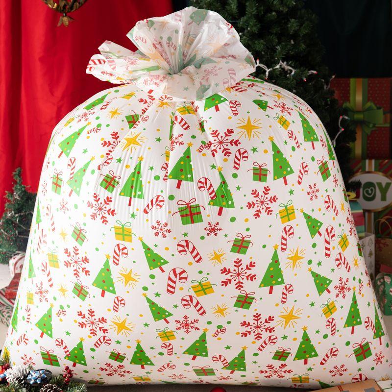 JOYFY 2 PCS Jumbo Christmas Bike Bags with Gift Tags - 72” x 60” Bags for Xmas Gift - Red + White