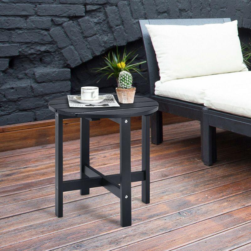 Costway 18'' Patio Round Side End Coffee Table Wooden Slat Garden Deck Black