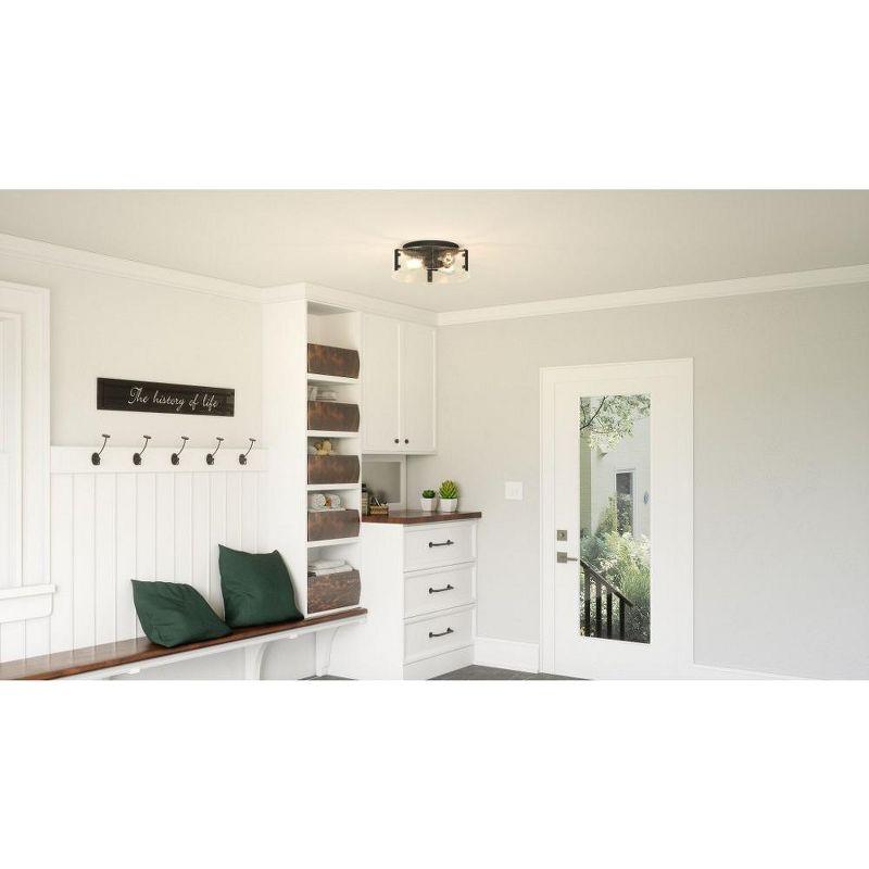 Angora Matte Black and Glass 3-Light Flush Mount