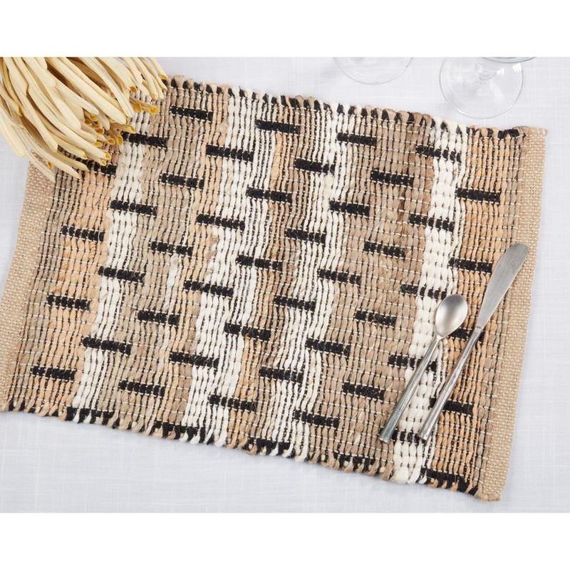 Beige and Tan Jute-Cotton Rectangle Placemats, Set of 4