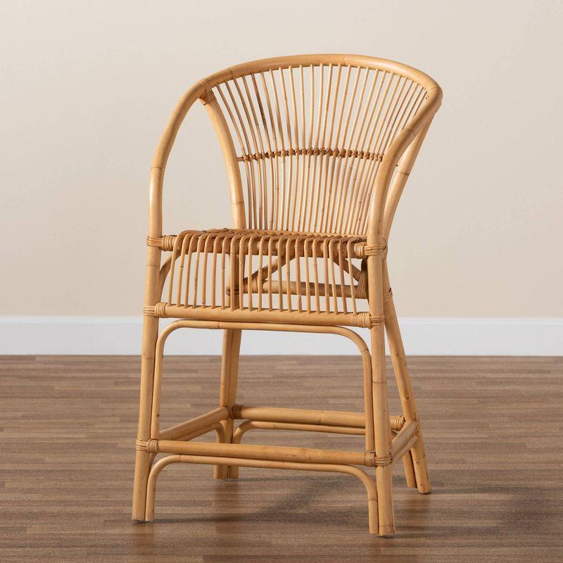 Murai Rattan Counter Height Barstool Natural/Brown - bali & pari: Handcrafted, No Assembly Required, 24.5" Seat