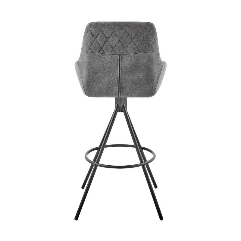 30" Odessa Barstool with Fabric Finish Black/Charcoal - Armen Living: Matte Metal Frame, Square Back