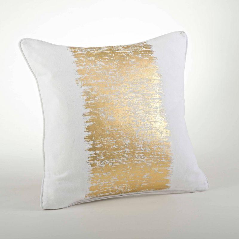 Oversize Down Filled Metallic Banded Design Throw Pillow - Saro Lifestyle