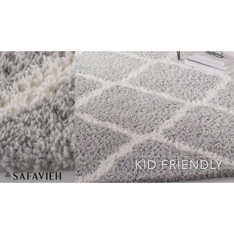 Parma Shag PMA521 Power Loomed Indoor Area Rug - 6'7"x6'7" - Cream/Grey - Safavieh