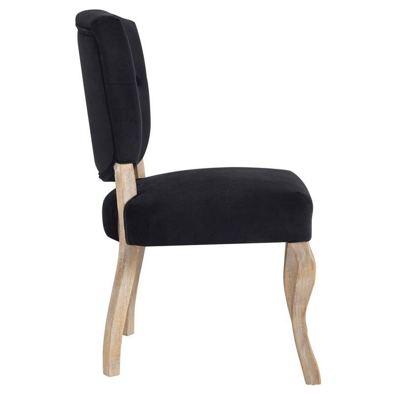 Array Vintage French Dining Side Chair Black - Modway: Velvet Upholstered, Weathered Wood Legs, Shield Back with Button Tufting