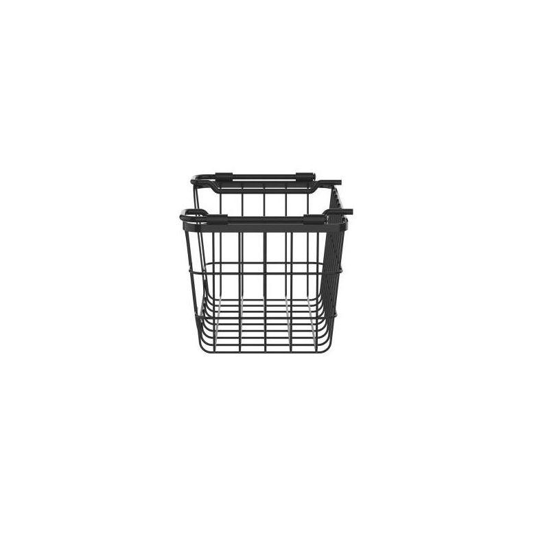 Oceanstar Stackable Metal Wire Storage Basket Set for Pantry, Countertop, Kitchen or Bathroom – Black, Set of 3