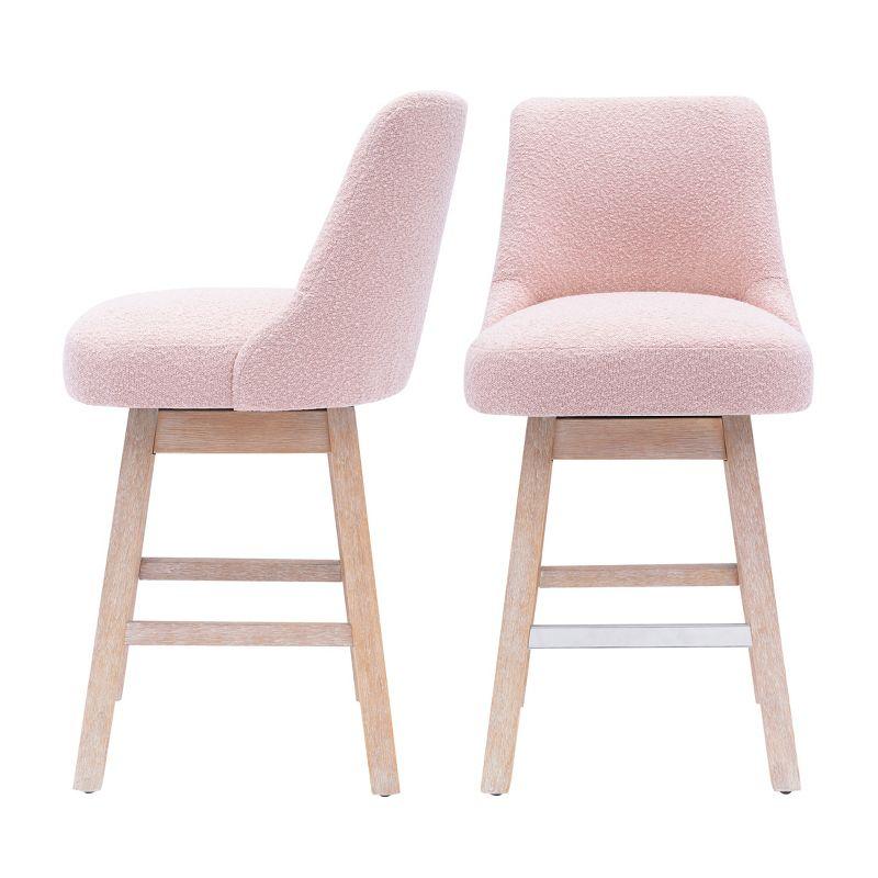 WestinTrends 26" Upholstered Swivel Counter Height Bar Stools (Set of 2), Dusty Peach