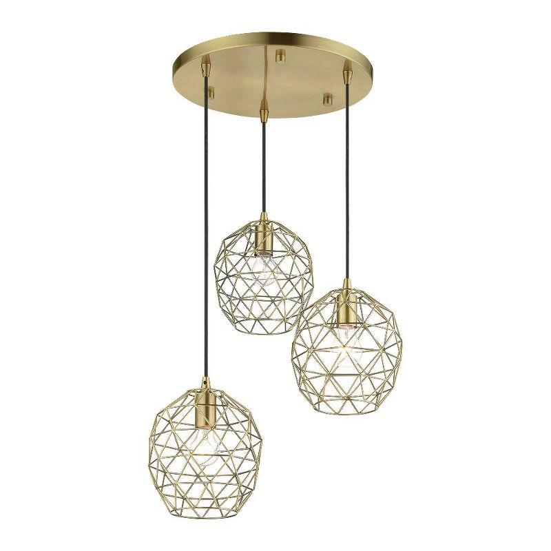 Livex Lighting Geometrix 3 - Light Pendant in  Antique Brass