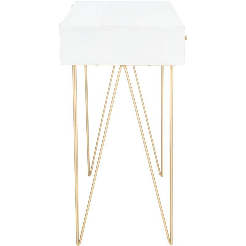 Marigold Desk - White Wash/Brass - Safavieh