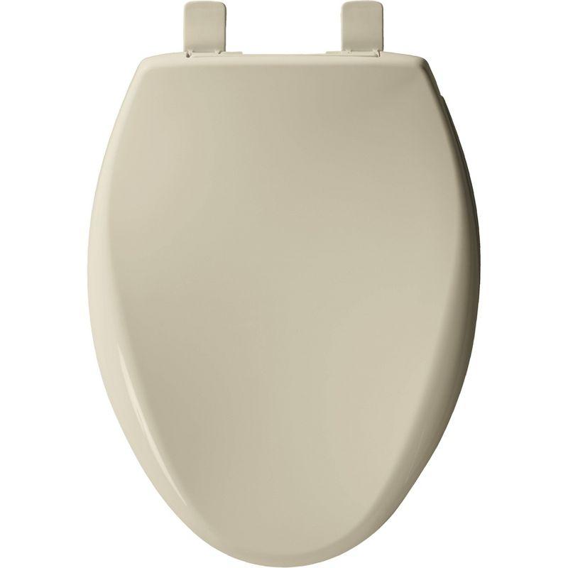 Mayfair by Bemis Affinity Soft Close Elongated Plastic Toilet Seat with Easy Cleaning and Never Loosens Bone: Durable Hinge, Quick Install