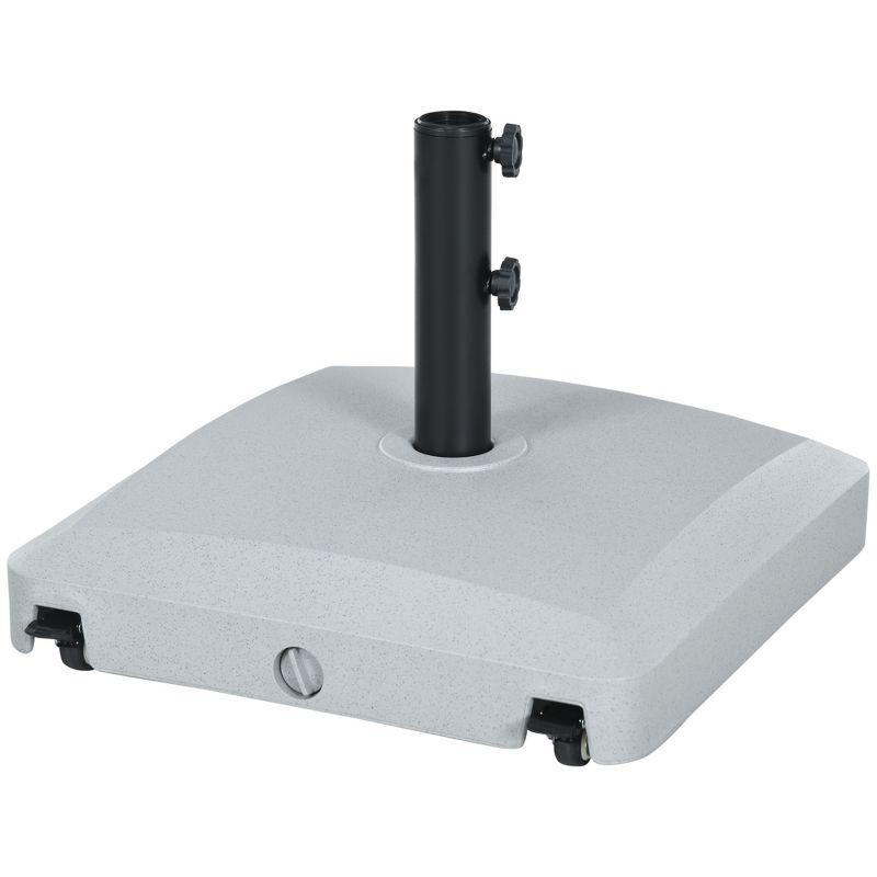 Outsunny Wheeled Patio Umbrella Base, 53lbs Water or 66lbs Sand Filled Heavy Duty Outdoor Umbrella Stand, Gray