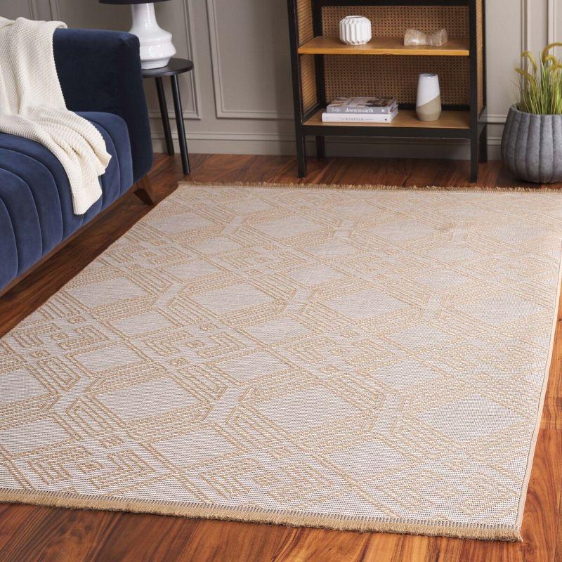 Ivory and Natural Geometric Flat Woven Area Rug