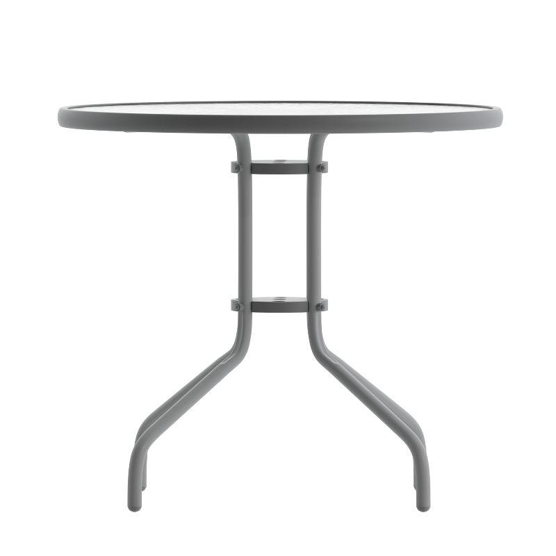 Flash Furniture Bellamy 31.5'' Silver Round Tempered Glass Metal Table