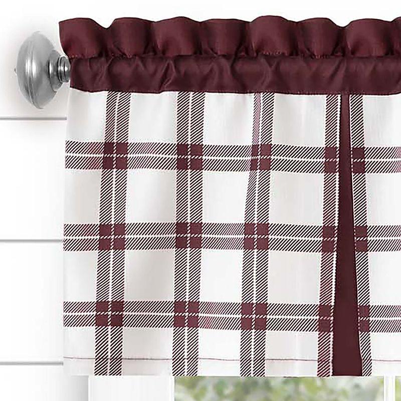 Kate Aurora Windowpane Plaid Country Farmhouse Rod Pocket Window Valance