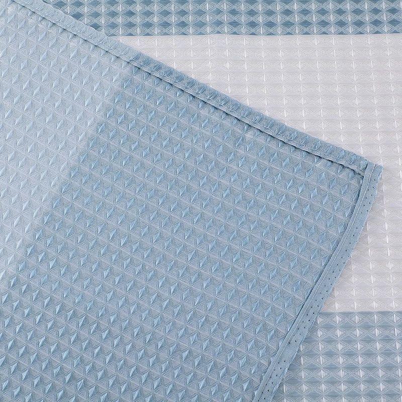 Blue Ombre Waffle Weave Fabric Shower Curtain