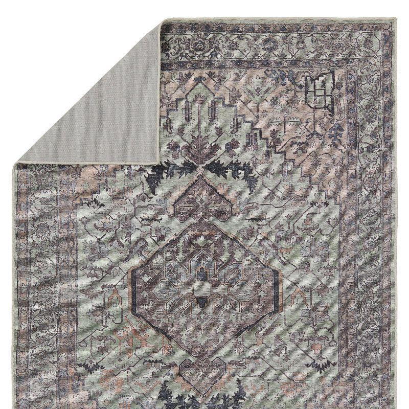 Elegance Reversible Medallion Gray Cotton-Synthetic 6'x5'3" Rug