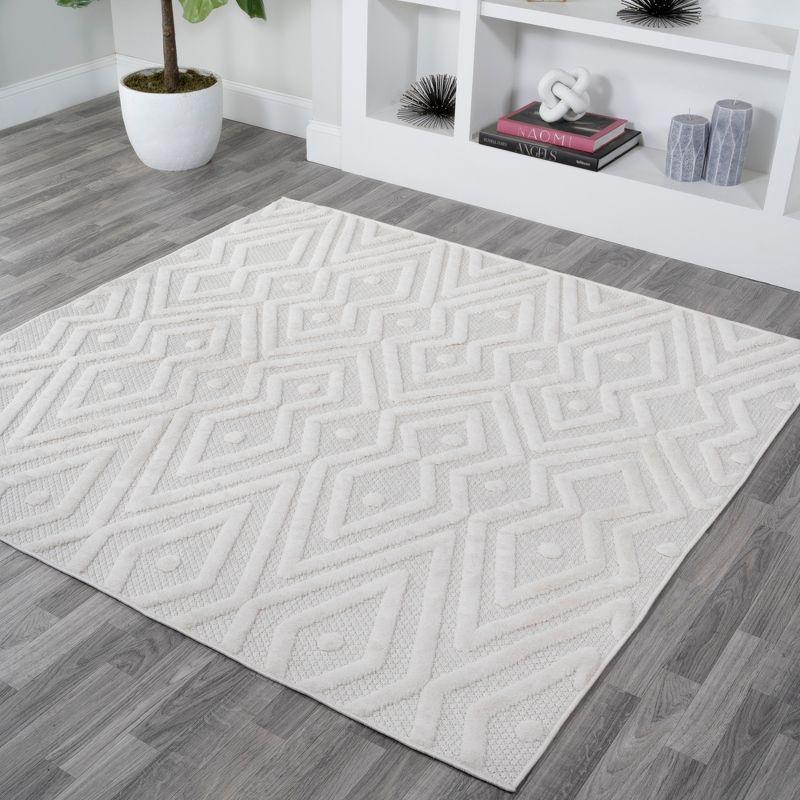 5' x 5' Balansat Moroccan Diamond Indoor/Outdoor Area Rug, Ivory - JONATHAN Y